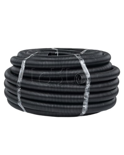 Труба гофр. ПНД тяжелая с протяжкой d50 мм (20 м) черная EKF-Plast (tpnd-50-t) в Уссурийске Труба гофрированная Pintop.ru