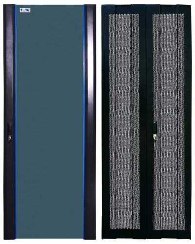 Комплект дверей 42U, 800 мм, черный, передняя - стекло, задняя - распашная перфорированна TWT TWT-CBB-DR42-8x-S-GP в Уссурийске Аксессуары для стоек и шкафов Pintop.ru