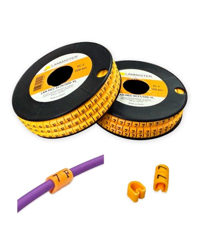 Клипса маркировочная на кабель диаметром 3.6–7.4 мм, символ 5, 500 шт., желтая LANMASTER LAN-MCC-EC25/500-YL в Уссурийске Аксессуары для стоек и шкафов Pintop.ru