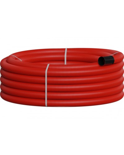 NR063 Двустенная труб.а ПНД гибкая, тип 450, SN18, с зондом, D63мм (20м) цвет красный Экопласт 801063-20 в Уссурийске Гладкая труба Pintop.ru