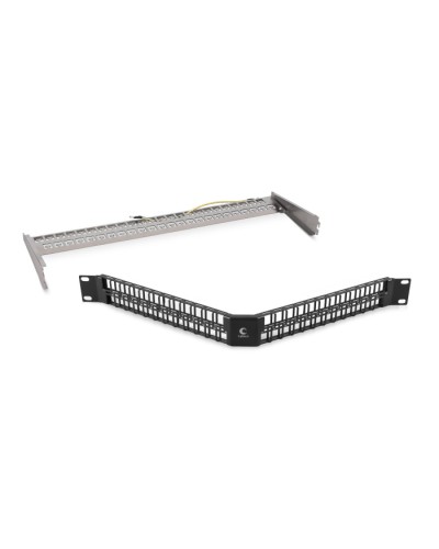 Угловая модульная патч-панель 19, 48 портов, 1U Cabeus (PLBHD-48-CON-SH) в Уссурийске Патч панель Pintop.ru