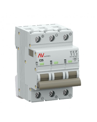 Выключатель автоматический AV-6 DC 3P 25A (C) 6kA EKF AVERES (mcb6-DC-3-25C-av) в Уссурийске Электротехническое оборудование Pintop.ru