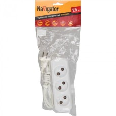 Удлинитель Navigator 71 448 NPE-S1-03-150-X-2x0.75б/з 3 гн. ШВВП 1.5м