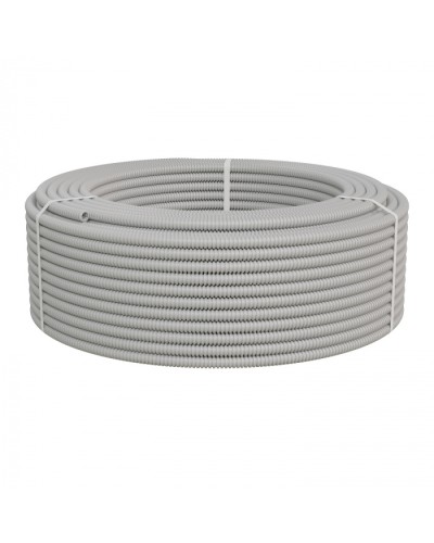 Труба ПНД-FRUF гофрир. легкая, с зондом, без галогена, трудногорючая, атмосферостойкая,цвет серый, диам. 16мм (100м) Экопласт (20116HFR-UF) в Уссурийске Труба гофрированная Pintop.ru