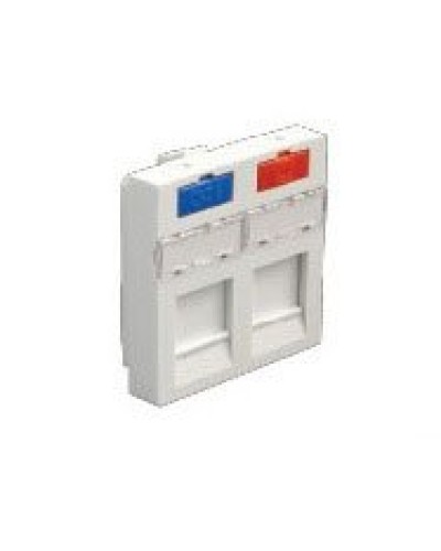 Лицевая панель (накладка) информационной розетки, 45х45 мм, 2 входа Экопласт (87002) в Уссурийске Розетки компьютерные и телефонные Pintop.ru