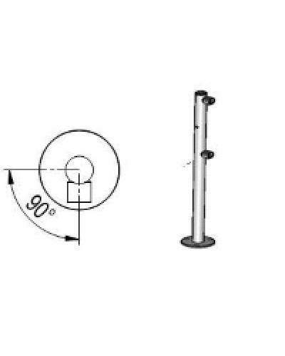 Стойка ограждения с отверстием под фиксатор L-образная, 2 муфты справа Oxgard Стойка ограждения с отверстием под фиксатор L-образная, 2 муфты справа (ВЗР 1996.09.62) в Уссурийске Ограждения Pintop.ru