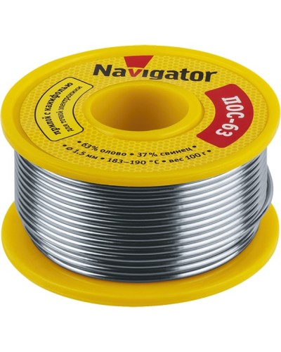 Припой Navigator 93 777 NEM-Pos05-63K-1-K100 (ПОС-63, катушка, 1 мм, 100 гр) в Уссурийске Аксессуары для кабель-канала Pintop.ru