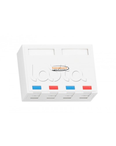 Корпус настенной розетки 4 порта NIKOMAX (NMC-MB4P-ST-WT) в Уссурийске Аксессуары для кабель-канала Pintop.ru