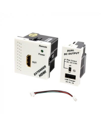 Конвертор RJ45-HDMI, приемник + БП формата Mosaic, 45x45мм + 22.5х45мм, белые LANMASTER (LAN-SIP-23HDMI/RX-WH) в Уссурийске Медиаконвертеры Pintop.ru